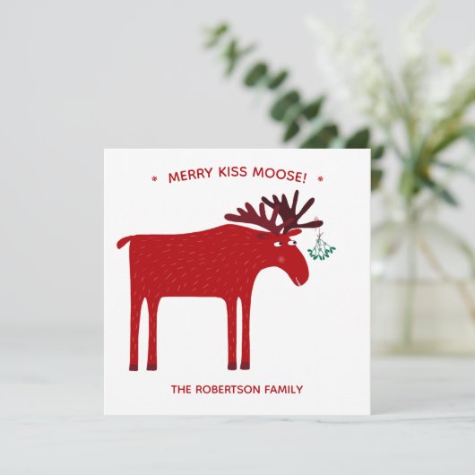 Funny Moose Feestdagenkaart (Staand voorkant)