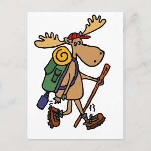 Funny Moose Hiker Briefkaart