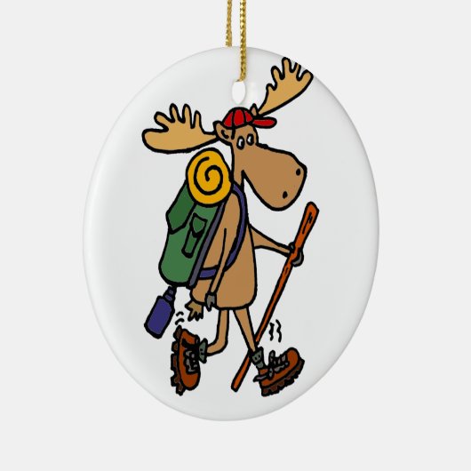 Funny Moose Hiker Keramisch Ornament (Rechts)