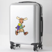 Funny Moose Hiking Cartoon Sticker (Koffer)