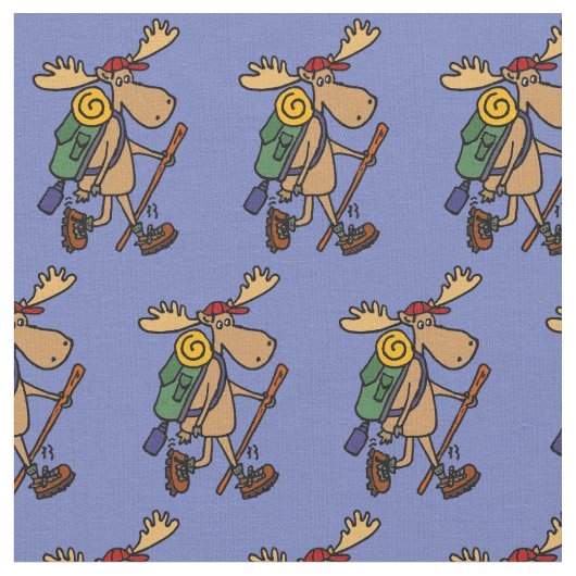 Funny Moose Hiking Fabric Stof (Close Up)