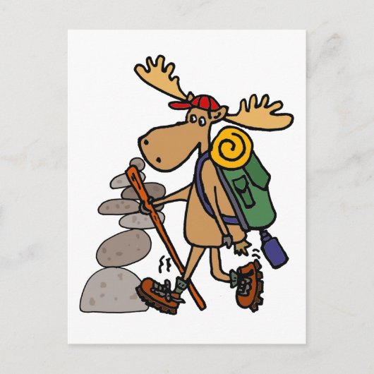 Funny Moose Hiking met Caïro-Cartoon Briefkaart (Voorkant)