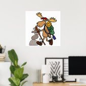 Funny Moose Hiking met Caïro-Cartoon Poster (Thuiskantoor)