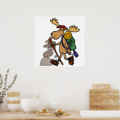 Funny Moose Hiking met Caïro-Cartoon Poster (Keuken)