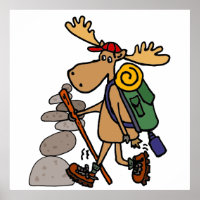 Funny Moose Hiking met Caïro-Cartoon
