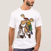 Funny Moose Hiking met Caïro Cartoon T-shirt (Voorkant)