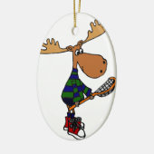 Funny Moose Holding Lacrosse Stick Keramisch Ornament (Links)