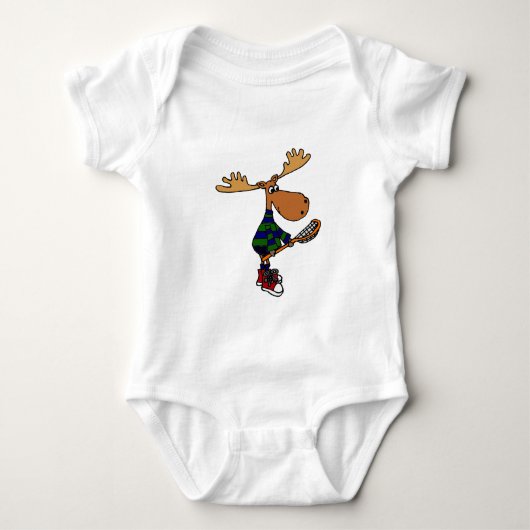 Funny Moose Holding Lacrosse Stick Romper (Voorkant)