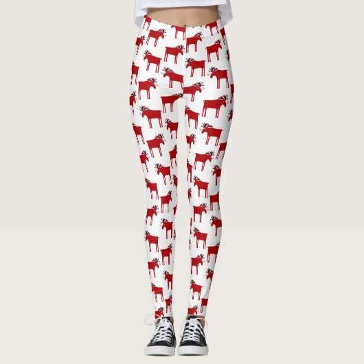Funny Moose Holiday Leggings (Voorkant)