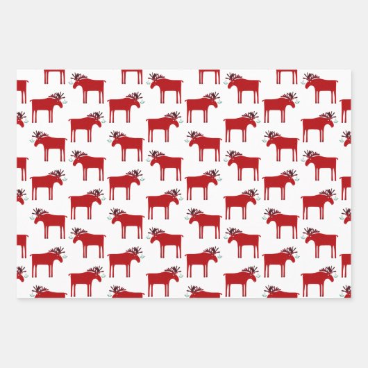 Funny Moose Holiday Red en White Inpakpapier Vel (Voorkant 2)