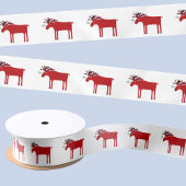 Funny Moose Holiday Red en White Satijnen Lint