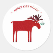 Funny Moose Holiday Ronde Sticker (Voorkant)