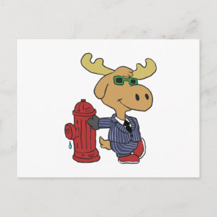 Funny Moose in blauw pak   achtergrondkleur kiezen Briefkaart