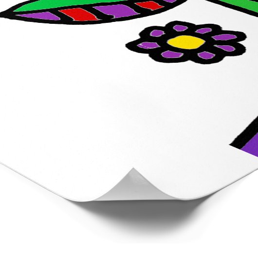 Funny Moose in Flower Garden Art Abstract Poster (Hoek)