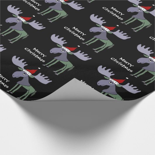 Funny Moose in Santa Hat Cadeaupapier (Hoek)