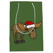 Funny Moose in Santa Hat kerstcadeau Medium Cadeauzakje (Voorkant)