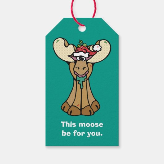 Funny Moose is voor kerstmis Cadeaulabel (Voorkant)