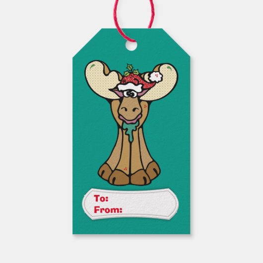 Funny Moose is voor kerstmis Cadeaulabel (Achterkant)