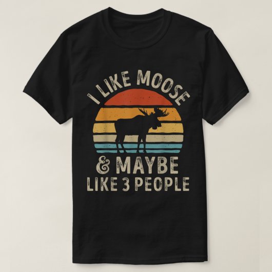 Funny Moose Lover Retro Sunset Design T-shirt (Design voorkant)