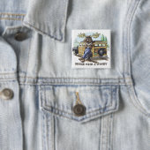 Funny Moose met een Woody van Mudge Studios Vierkante Button 5,1 Cm (In situ)