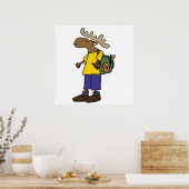 Funny Moose met rugzak Terug naar school Cartoon Poster (Keuken)
