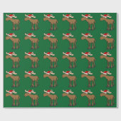 Funny Moose met Santa Hat-kerstCartoon Cadeaupapier (Vlak)