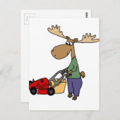 Funny Moose Mowing Lawn Cartoon Briefkaart (Voorkant / Achterkant)