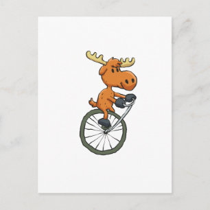 Funny Moose op monocycle   achtergrondkleur kiezen Briefkaart
