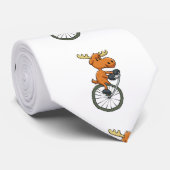 Funny Moose op monocycle | achtergrondkleur kiezen Stropdas (Opgerold)