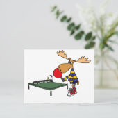 Funny Moose Palling Table Tennis Cartoon Briefkaart (Staand voorkant)