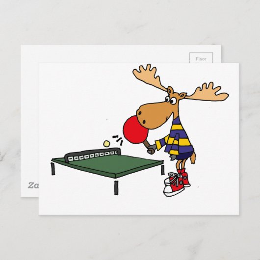 Funny Moose Palling Table Tennis Cartoon Briefkaart (Voorkant / Achterkant)