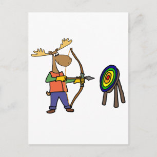 Funny Moose Practicing Archery Briefkaart