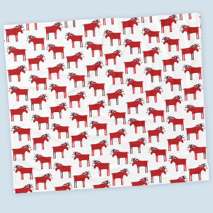 Funny Moose Red en White Holiday Fleece Deken