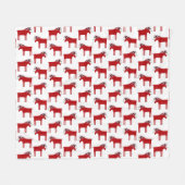 Funny Moose Red en White Holiday Fleece Deken (Voorkant (Horizontaal))