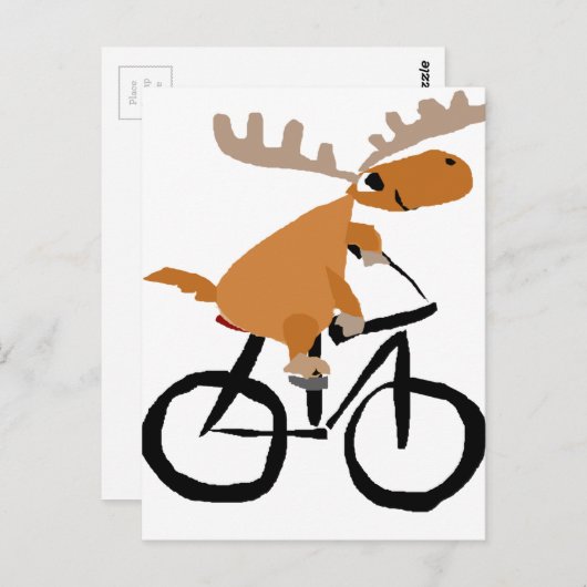 Funny Moose Riding Bicycle Briefkaart (Voorkant / Achterkant)