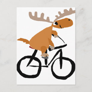 Funny Moose Riding Bicycle Briefkaart