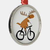 Funny Moose Riding Bicycle Metalen Ornament (Rechts)