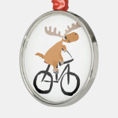Funny Moose Riding Bicycle Metalen Ornament (Links)
