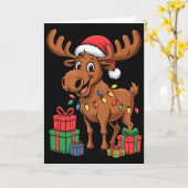 Funny Moose Santa Hat Animals Lovers Ugly Christma Kaart (Gele Bloem)