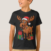 Funny Moose Santa Hat Animals Lovers Ugly Christma T-shirt (Voorkant)