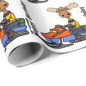 Funny Moose Snowmobiling Cadeaupapier (Rol Hoek)