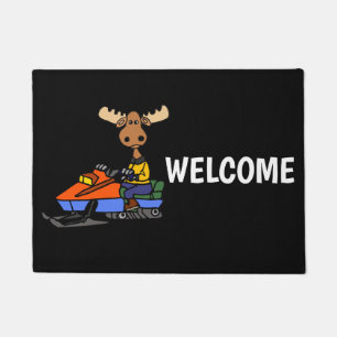 Funny Moose Snowmobiling Deurmat