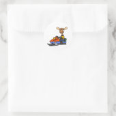 Funny Moose Snowmobiling Ronde Sticker (Tas)