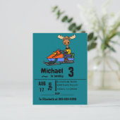 Funny Moose Snowmobiling Uitnodiging Briefkaart (Staand voorkant)