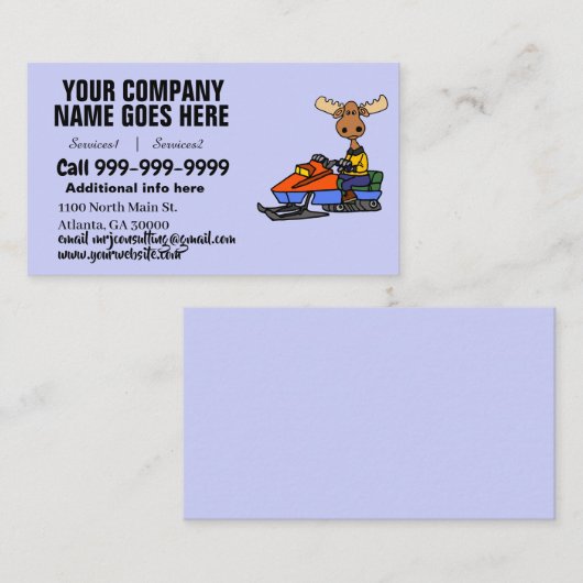 Funny Moose Snowmobiling Visitekaartje (Voorkant / Achterkant)