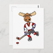 Funny Moose Spelen Ice Hockey Cartoon Briefkaart (Voorkant / Achterkant)