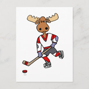 Funny Moose Spelen Ice Hockey Cartoon Briefkaart