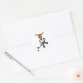 Funny Moose Spelen Ice Hockey Cartoon Ronde Sticker (Envelop)