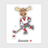 Funny Moose Spelen Ice Hockey Cartoon Sticker (Vel)