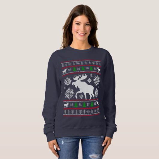 FUNNY MOOSE UGLY XMAS SWEATER CHRISTMAS (Voorkant volledig)